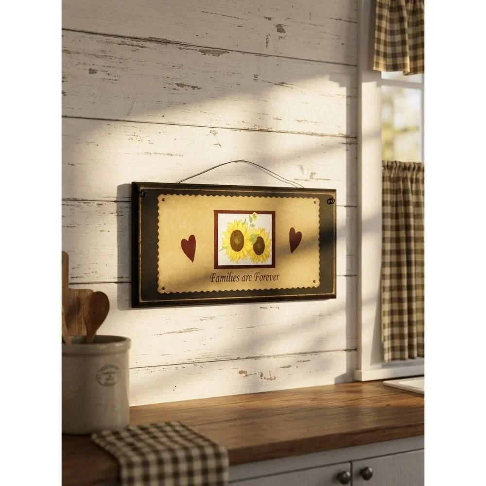 Rustic Hanging Wooden Plaque Sunflower & Heart Design 